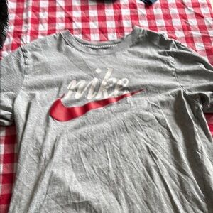 Nike Gray and Red Short Sleeve Tee
